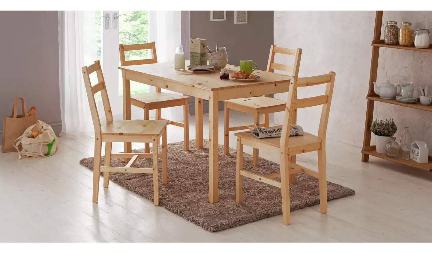 Assembled Raye Solid Wood 4 Seater Dining Table - Natural